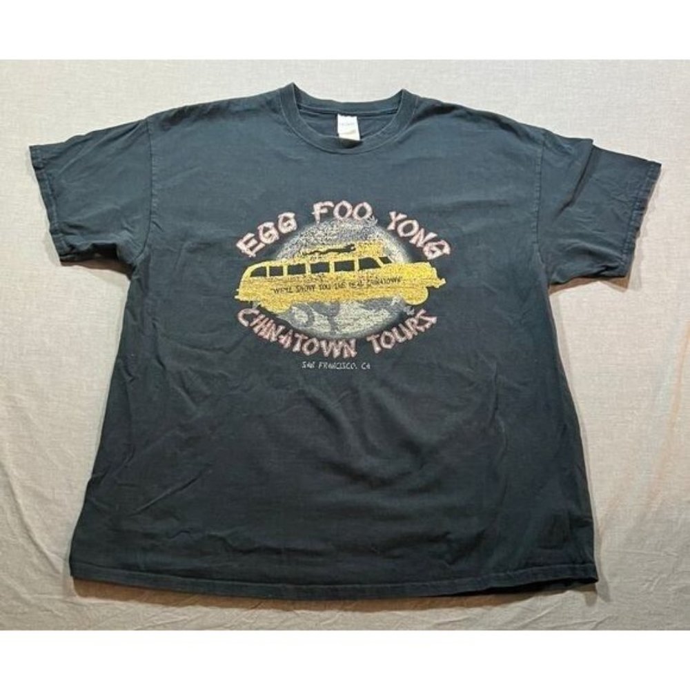 Egg Foo Yong ChinaTown Tours Shirt Adult XL Black Short Sleeve Tee‎ Mens